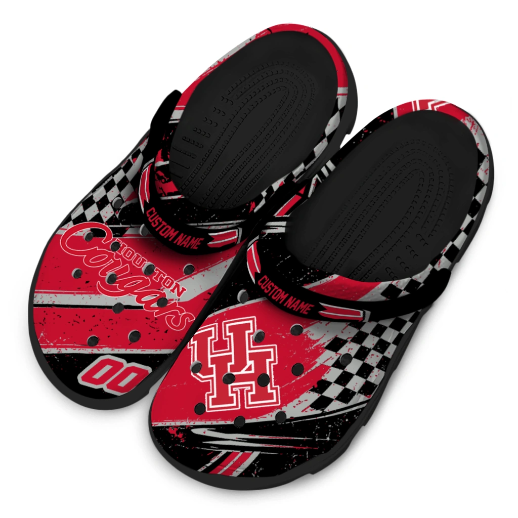 Houston Cougars Clogs - Custom Circuit Geometry Red Black 4