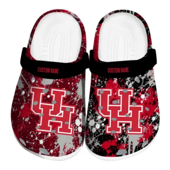 Houston Cougars Clogs - Customized Splatter Splash Red Black