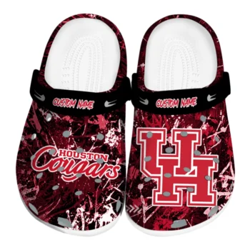 Houston Cougars Clogs - Personalized Graffiti Burst Red Black