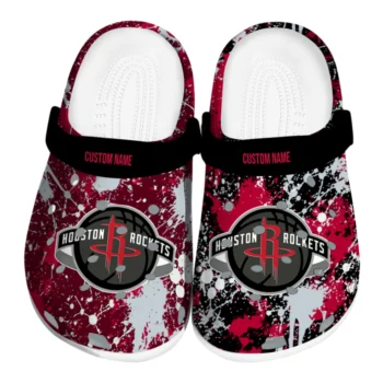 Houston Rockets Clogs - Custom Splatter Splash Red Black