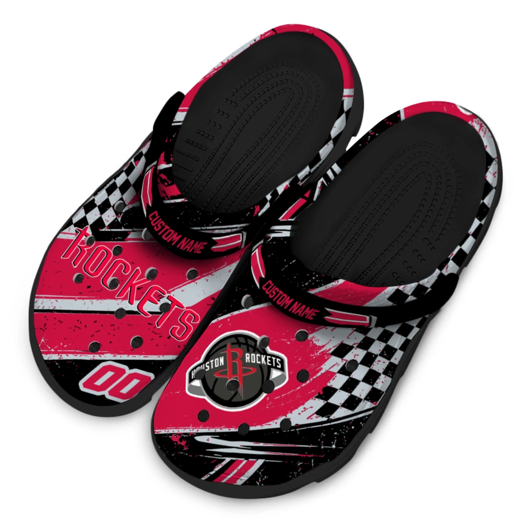 Houston Rockets Clogs - Personalized Circuit Geometry Red Black 4