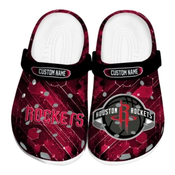 Houston Rockets Clogs - Personalized Circuit Geometry Red Black