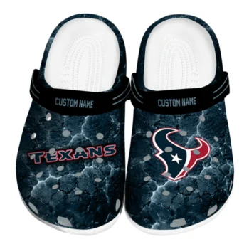 Houston Texans Clogs - Custom Cracked Energy Blue Black