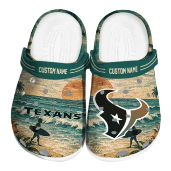 Houston Texans Clogs - Custom Wave Scene Fir Green
