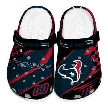 Houston Texans Clogs - Customized Checkered Streaks Blue Black