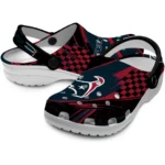 Houston Texans Clogs – Customized Checkered Streaks Blue Black 1