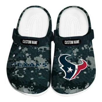 Houston Texans Clogs - Personalized Digital Camo Blue
