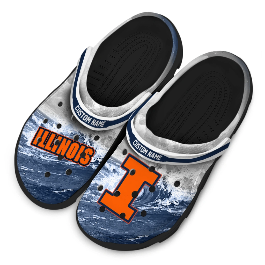 illinois-fighting-illini-clog-customized-wave-swirl-blue-white-latest-model.webp