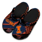 Illinois Fighting Illini Clogs – Customized Checkered Streaks Blue Black 1