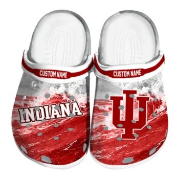 Indiana Hoosiers Clogs - Custom Wave Swirl Red White