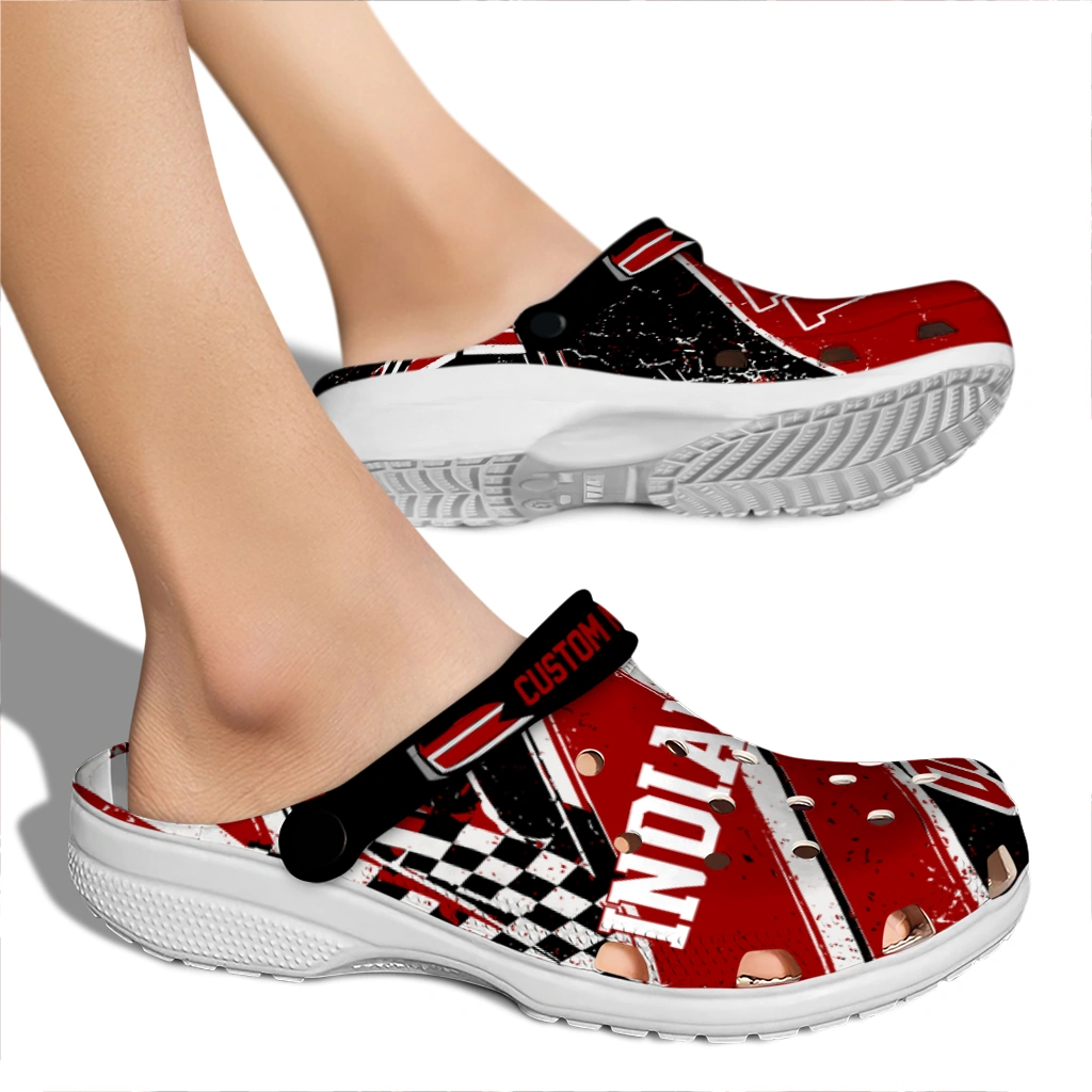 Indiana Hoosiers Clogs - Customized Circuit Geometry Red Black 2