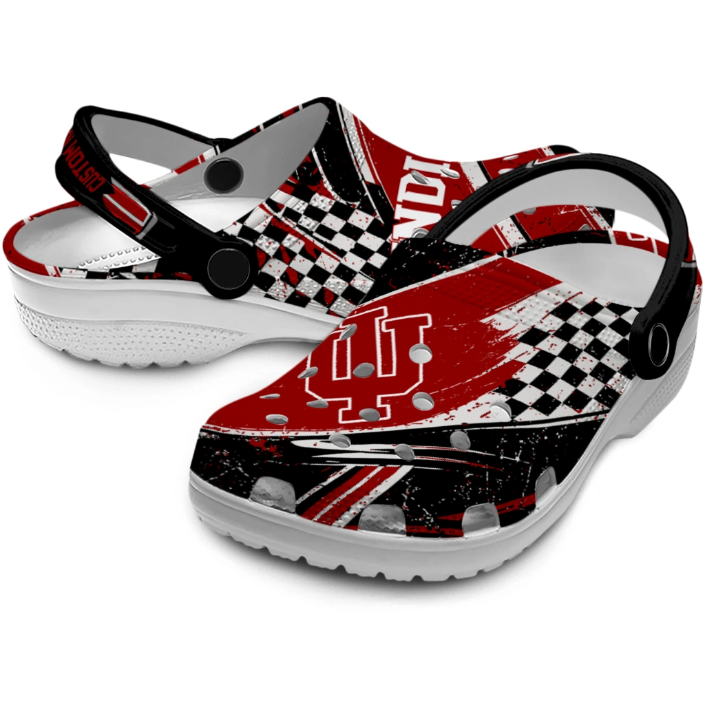 Indiana Hoosiers Clogs - Customized Circuit Geometry Red Black 3