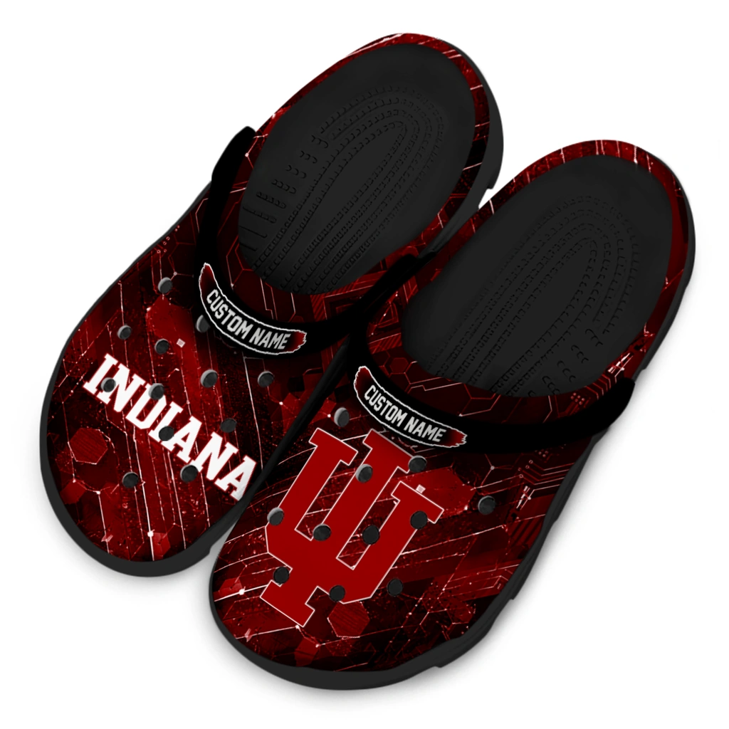 indiana-hoosiers-clog-customized-circuit-geometry-red-black-latest-model.webp