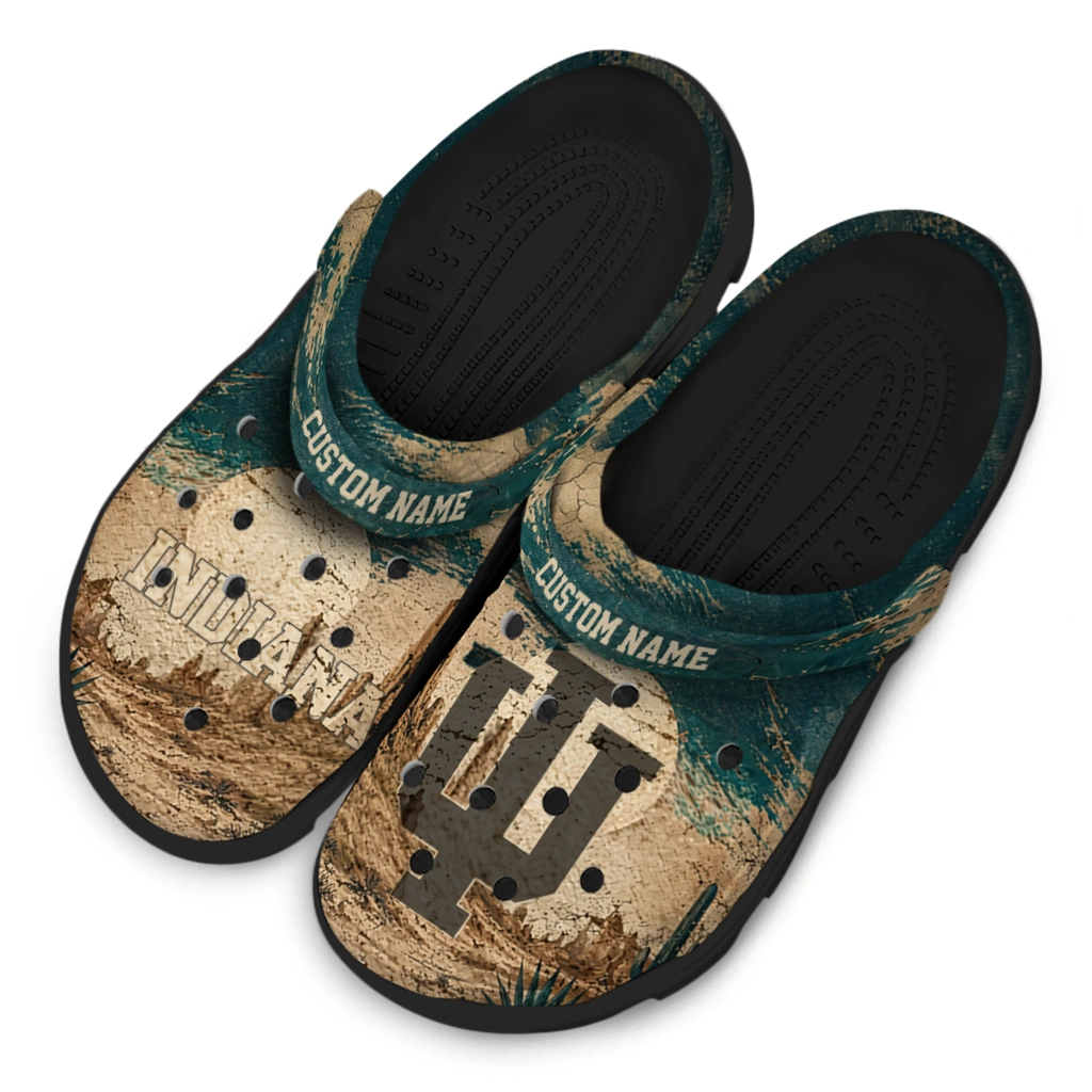 indiana-hoosiers-clog-customized-cracked-landscape-fir-green-beige-latest-model.webp