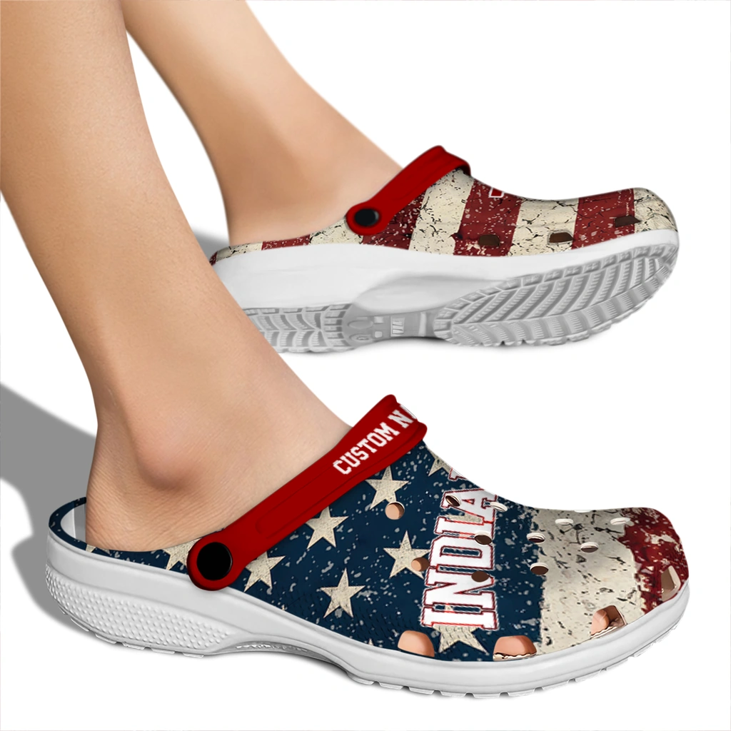 indiana-hoosiers-clog-customized-distressed-stripes-red-blue-fashion-forward.webp