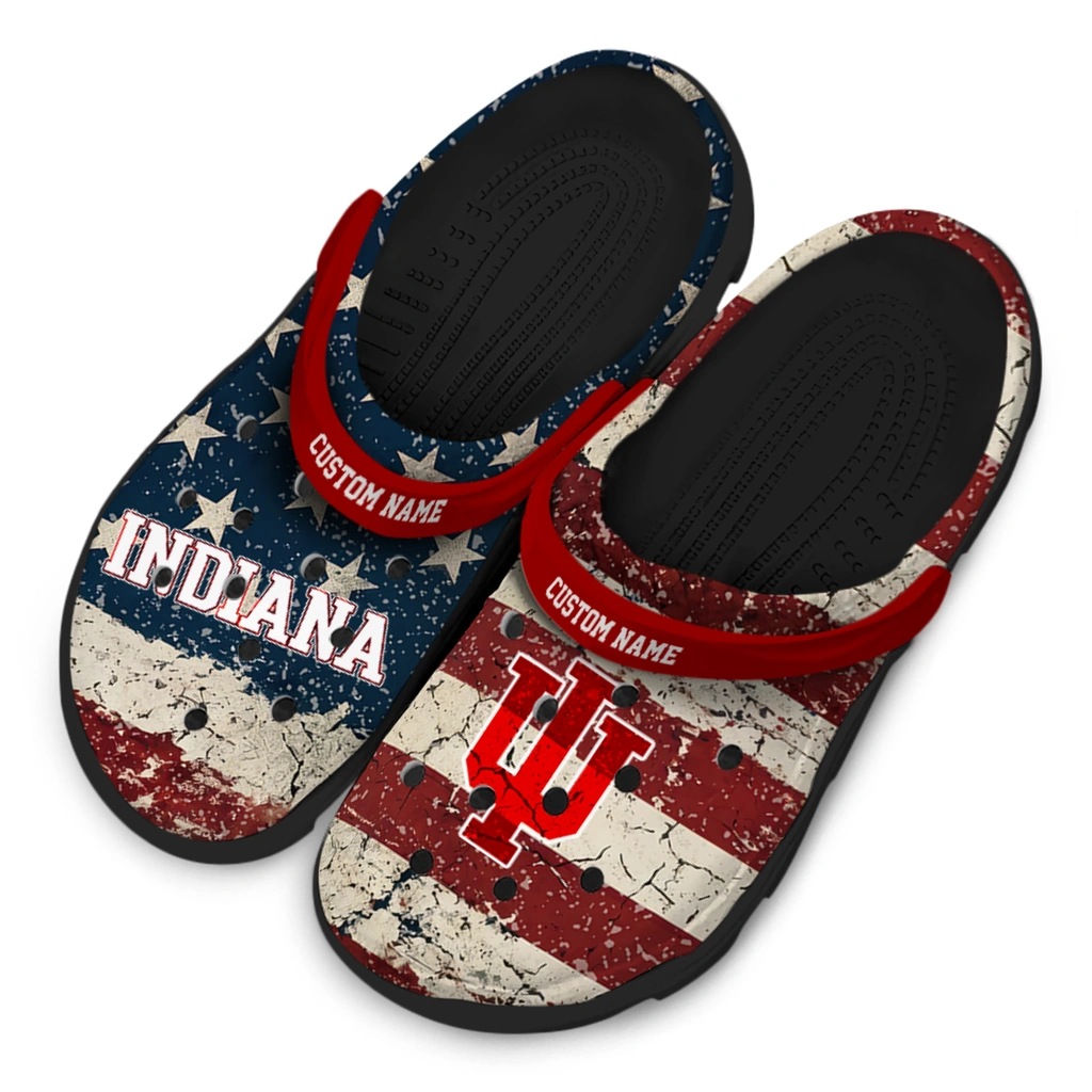 indiana-hoosiers-clog-customized-distressed-stripes-red-blue-latest-model.webp