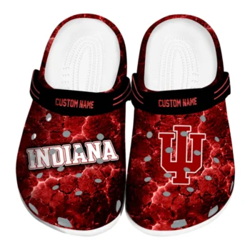 Indiana Hoosiers Clogs - Personalized Cracked Energy Red Black
