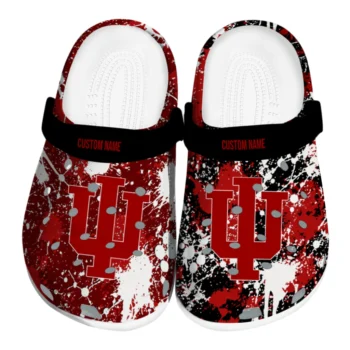 Indiana Hoosiers Clogs - Personalized Splatter Splash Red Black