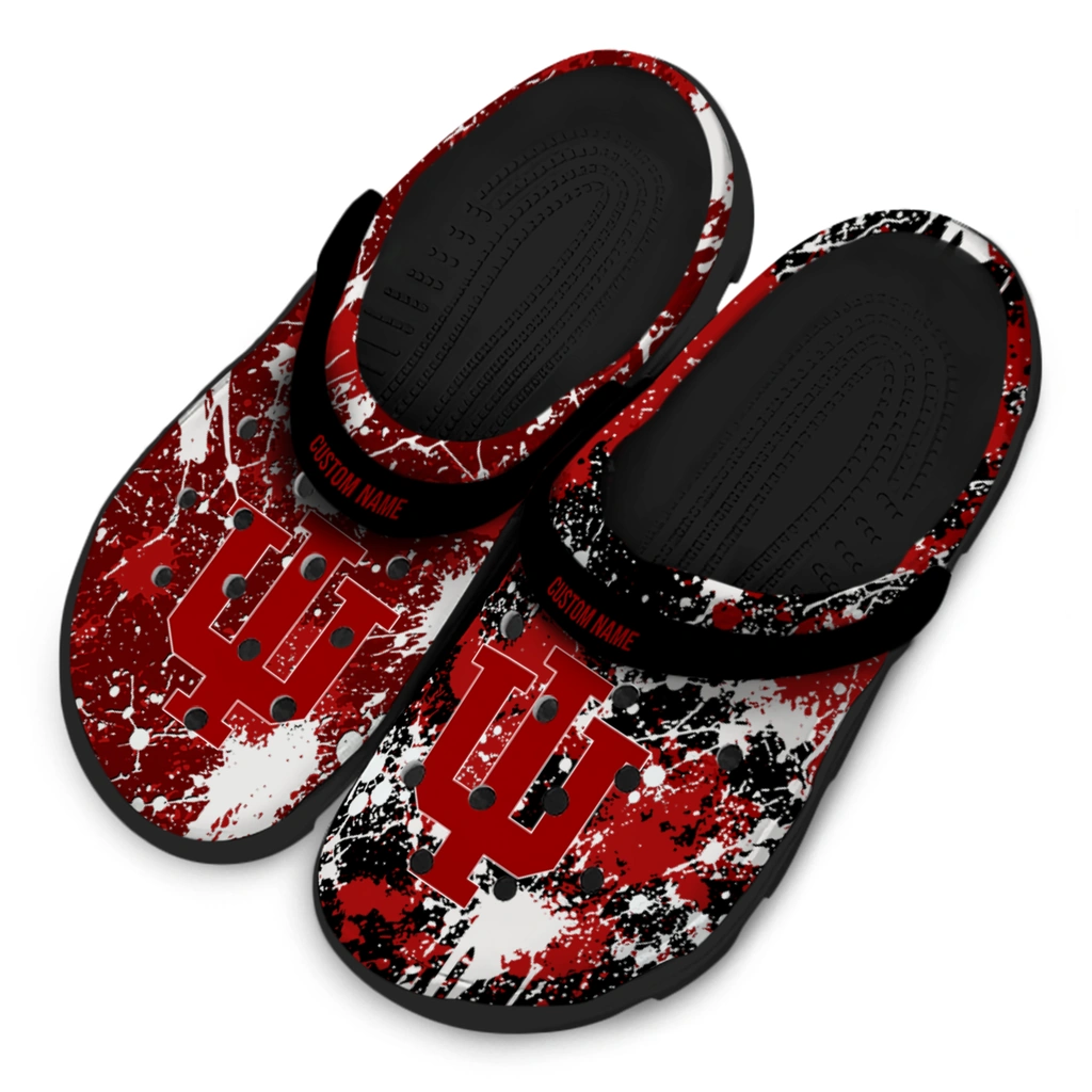 indiana-hoosiers-clog-personalized-splatter-splash-red-black-latest-model.webp