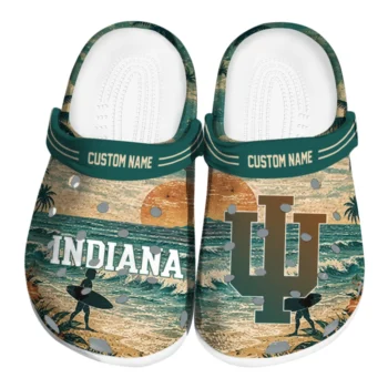 Indiana Hoosiers Clogs - Personalized Wave Scene Fir Green