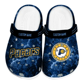 Indiana Pacers Clogs - Customized Cracked Energy Blue Black
