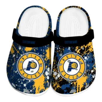 Indiana Pacers Clogs - Customized Splatter Splash Blue Black