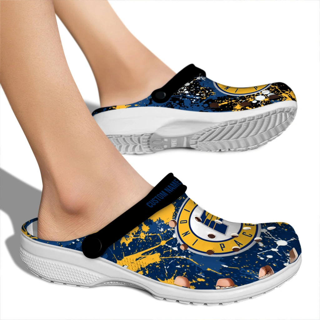 indiana-pacers-clog-customized-splatter-splash-blue-black-fashion-forward.webp