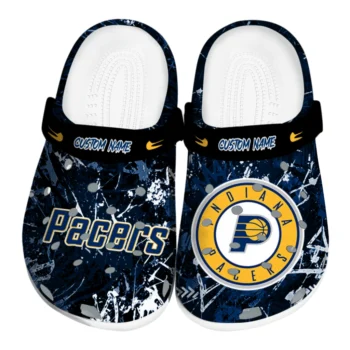 Indiana Pacers Clogs - Personalized Graffiti Burst Blue Black