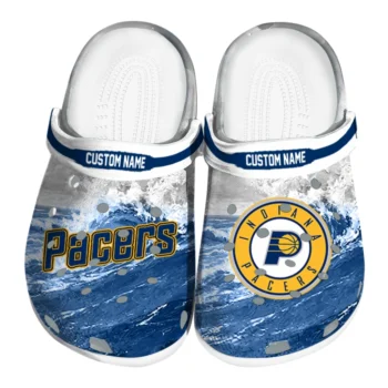 Indiana Pacers Clogs - Personalized Wave Swirl Blue White