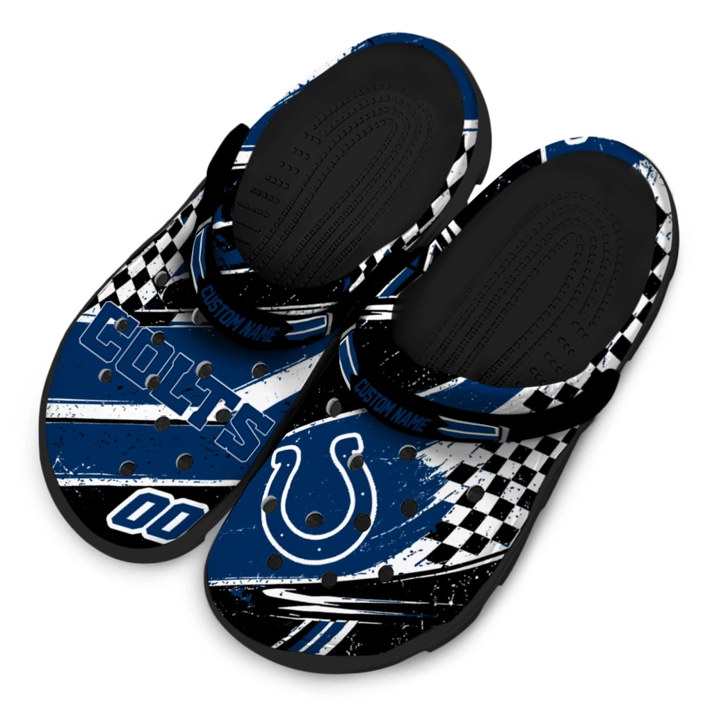 Indianapolis Colts Clogs - Custom Circuit Geometry Blue Black 4