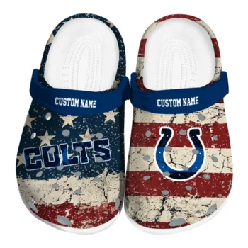 Indianapolis Colts Clogs - Custom Distressed Stripes Blue Red Blue