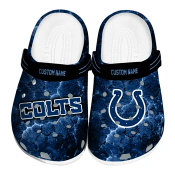 Indianapolis Colts Clogs - Customized Cracked Energy Blue Black