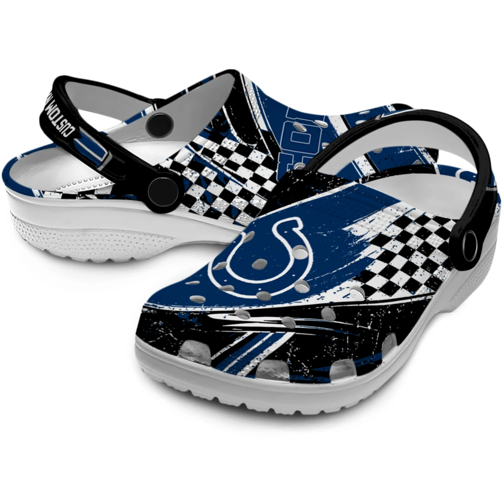 indianapolis-colts-clog-personalized-checkered-streaks-blue-black-high-quality.webp