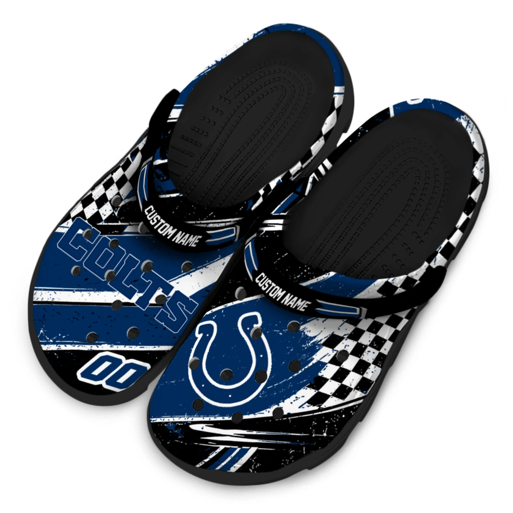 indianapolis-colts-clog-personalized-checkered-streaks-blue-black-latest-model.webp
