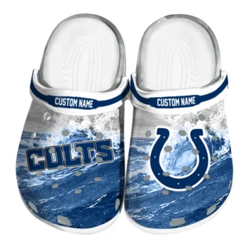 Indianapolis Colts Clogs - Personalized Wave Swirl Blue White