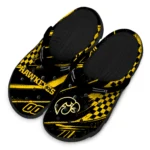 Iowa Hawkeyes Clogs – Personalized Checkered Streaks Black 1
