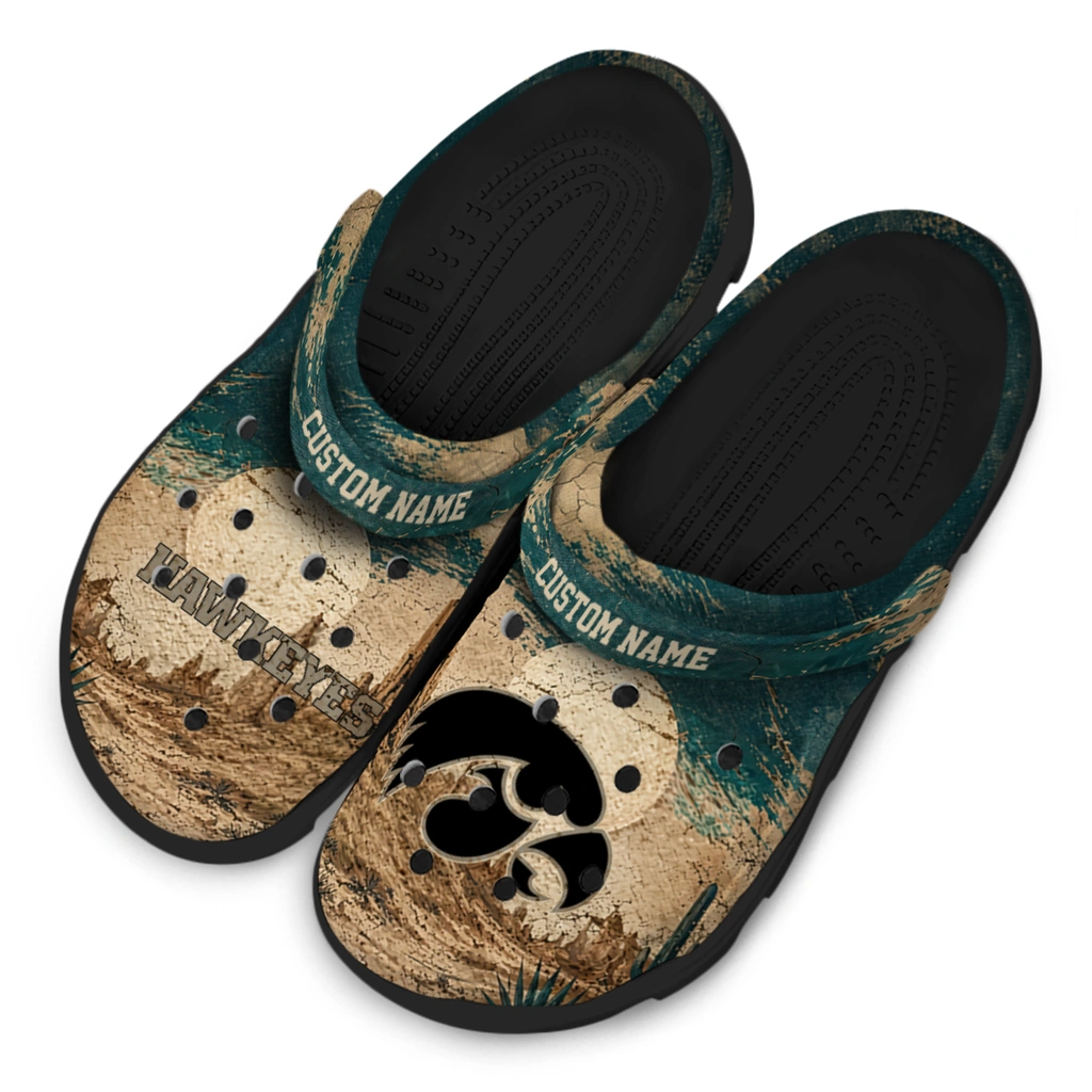 iowa-hawkeyes-clog-custom-cracked-landscape-fir-green-beige-latest-model.webp