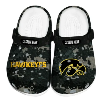 Iowa Hawkeyes Clogs - Custom Digital Camo Black