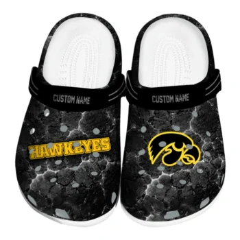 Iowa Hawkeyes Clogs - Customized Cracked Energy Black