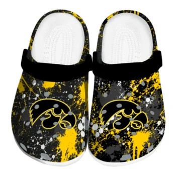 Iowa Hawkeyes Clogs - Customized Splatter Splash Black