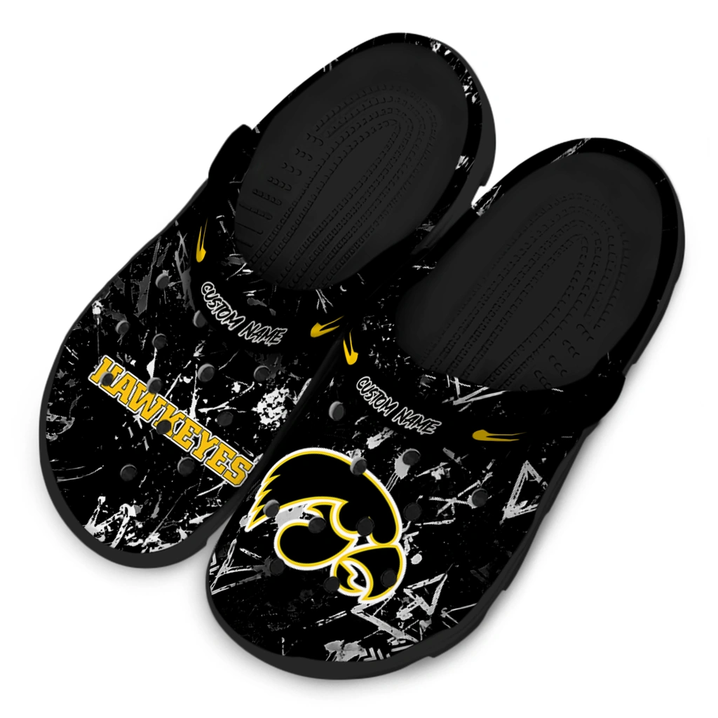 iowa-hawkeyes-clog-personalized-graffiti-burst-black-latest-model.webp