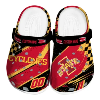 Iowa State Cyclones Clogs - Personalized Circuit Geometry Red Black