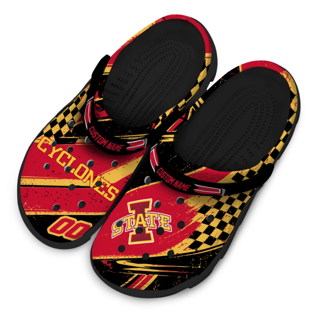 Iowa State Cyclones Clogs - Personalized Circuit Geometry Red Black 4
