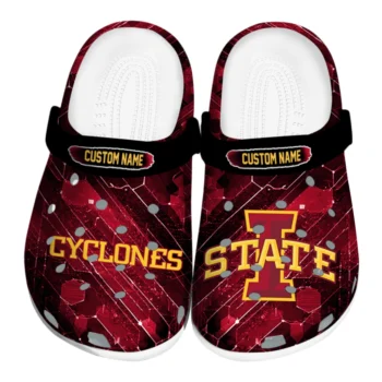 Iowa State Cyclones Clogs - Personalized Circuit Geometry Red Black
