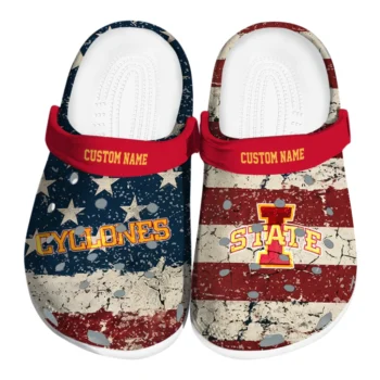 Iowa State Cyclones Clogs - Personalized Distressed Stripes Red Blue