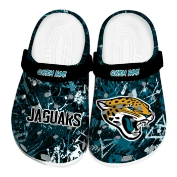 Jacksonville Jaguars Clogs - Custom Graffiti Burst Teal Black