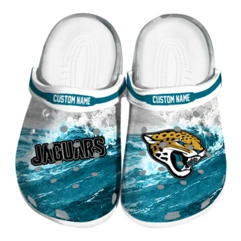Jacksonville Jaguars Clogs - Custom Wave Swirl Teal White
