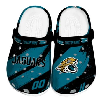 Jacksonville Jaguars Clogs - Customized Circuit Geometry Teal Black