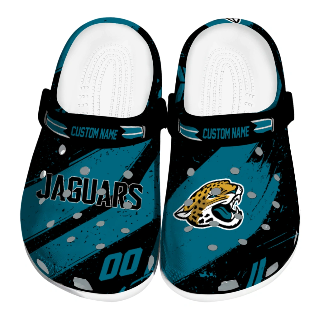 Jacksonville Jaguars Clogs - Custom Checkered Streaks Teal Black 1 jacksonville jaguars clog customized checkered streaks teal black best selling