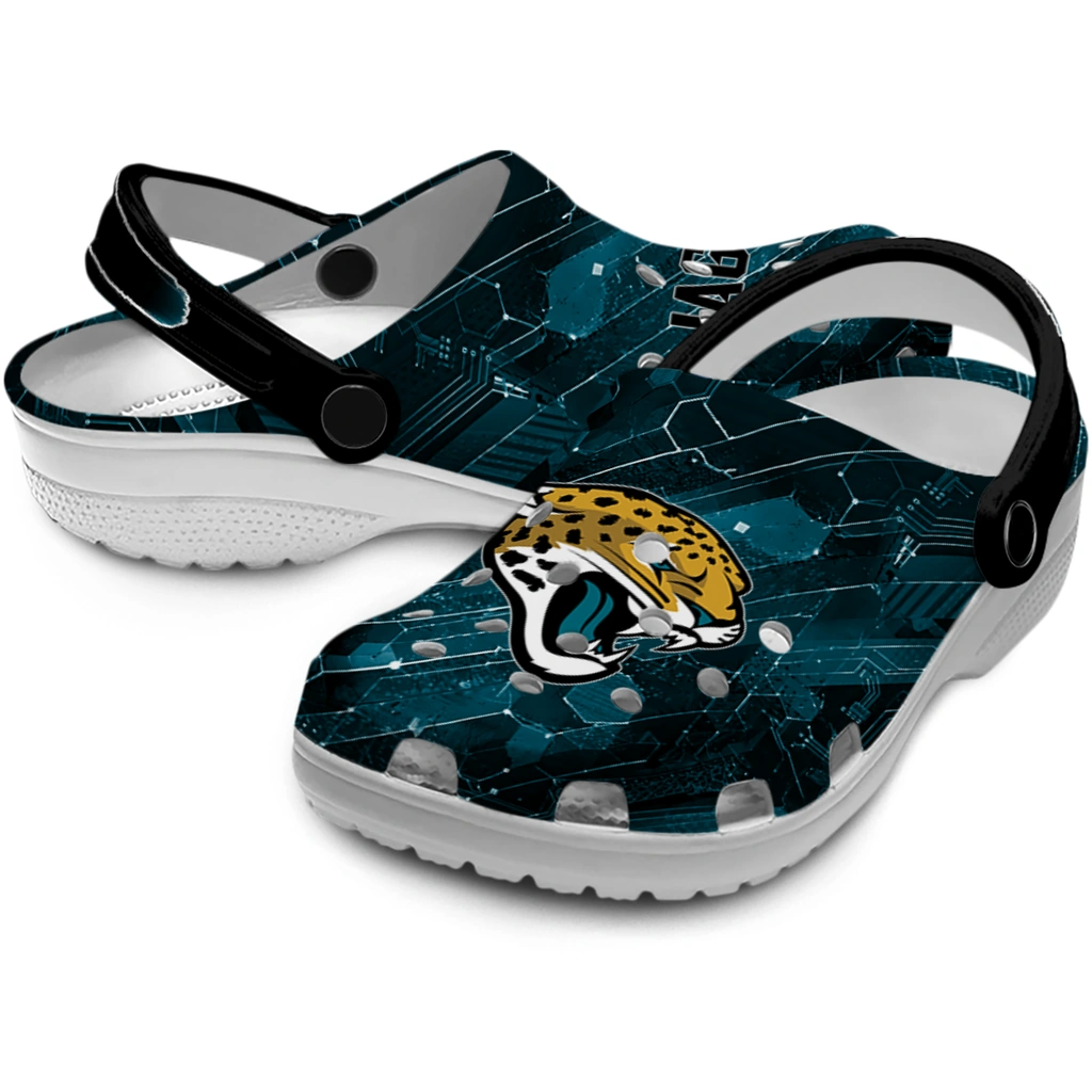 jacksonville-jaguars-clog-customized-circuit-geometry-teal-black-high-quality.webp